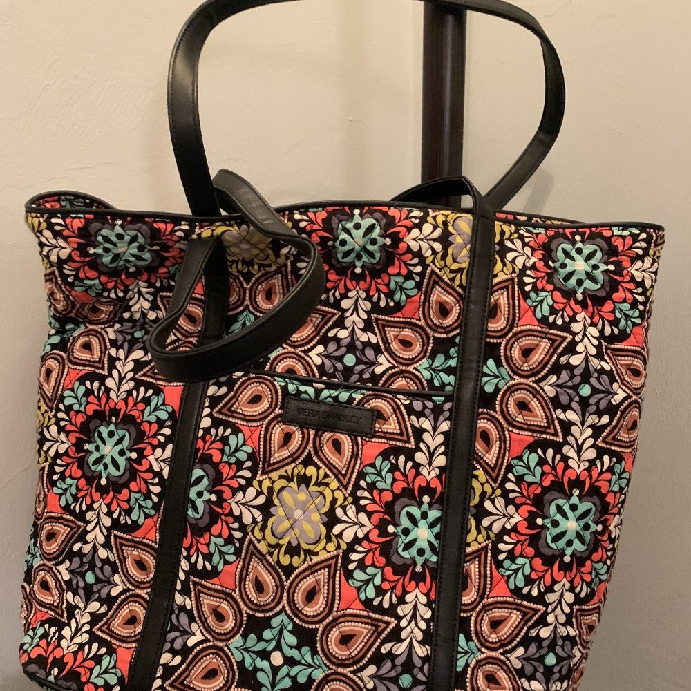 Vera Bradley Trimmed with Faux Leather Straps-Multi Colored